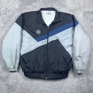 Converse‎ Windbreaker Mens Medium Black Grey Blue Vintage 90s Colorblock Jacket